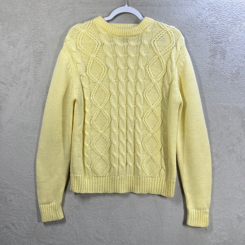 Vintage Timber Ridge Meijer Yellow Cable Knit Sweater Womens‎ Medium Crew Neck